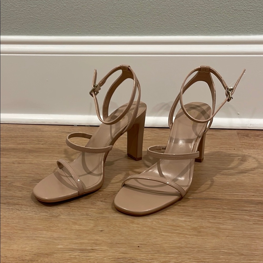 Tan Strappy Block Heel Sandals